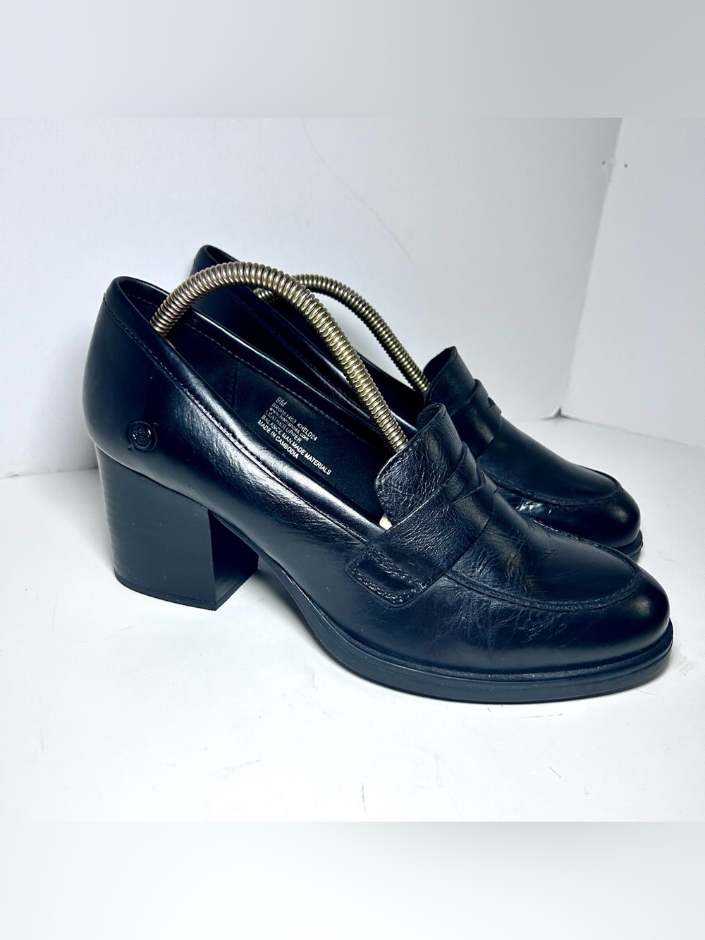 Born Holliston Block Heel Penny Loafer Women’s 9M Black Leather